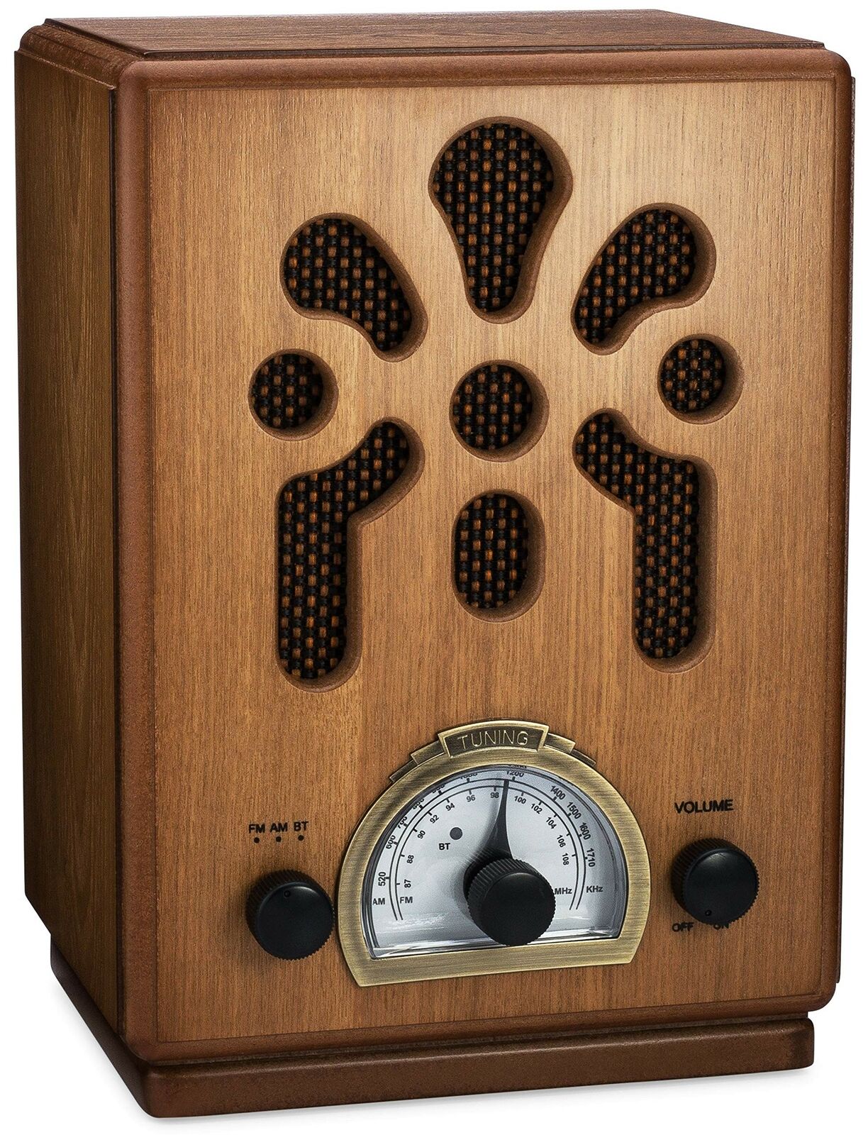 ClearClick Classic Vintage Retro Style Handmade Wooden AM/FM Radio w/ Bluetooth