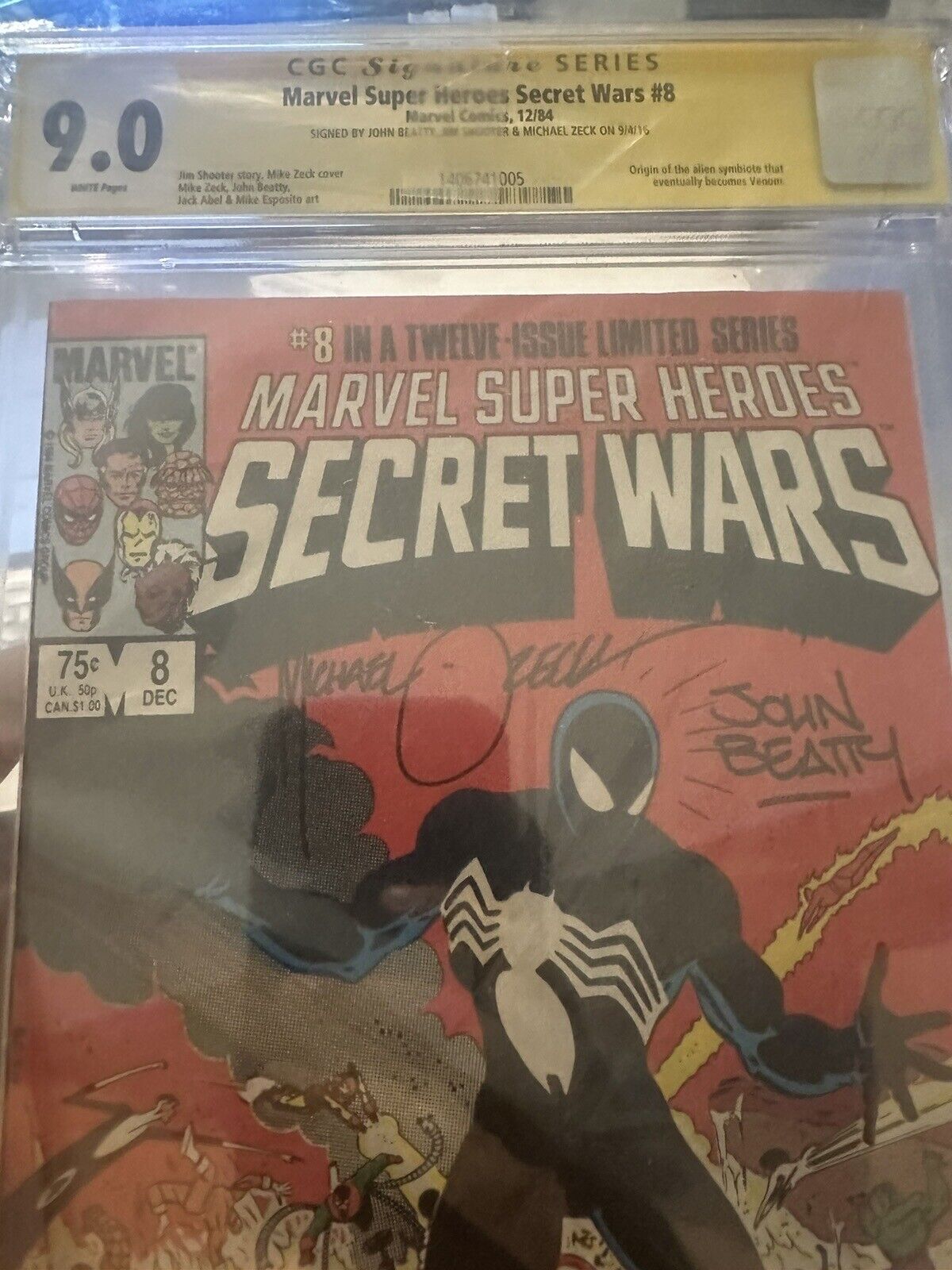 Secret Wars #8 CGC 9.0 3X Signed Black Suit Spider-man,