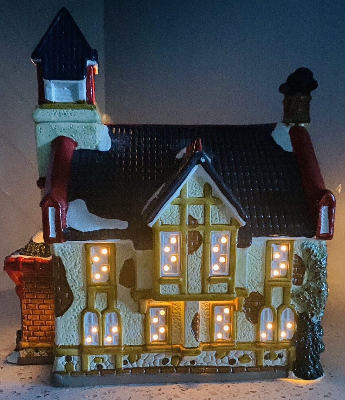 Christmas In Vermont Vintage Lighted Hand Painted Lincoln School House 