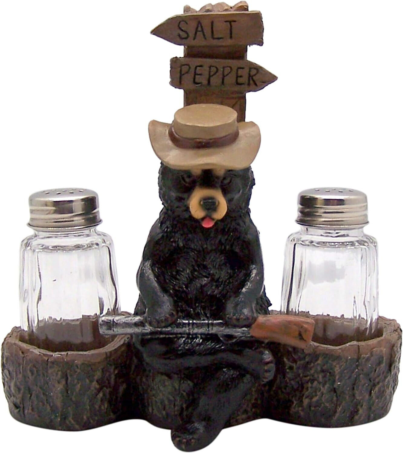 Protective Black Bear Salt & Pepper Shaker Set, Rustic Cabin Decor
