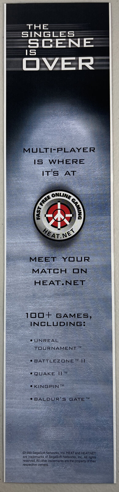 1999 Heat.net Online Gaming Ad Battlezone II Quake Kingpin Baldur’s Gate Sega