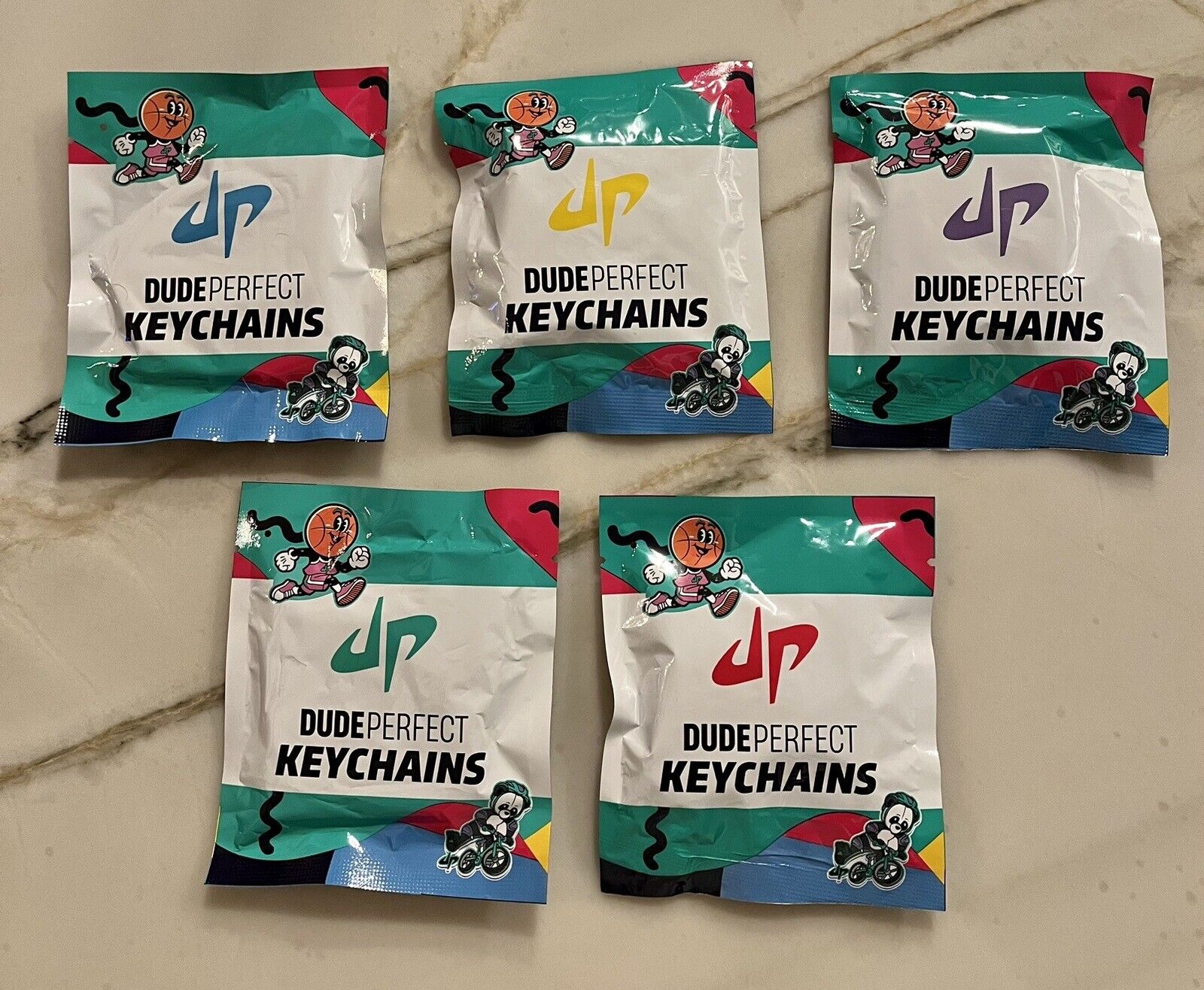 NEW Lot of 5 Dude Perfect Keychains DP Key 011, 012, 013, 014, 015 SEALED