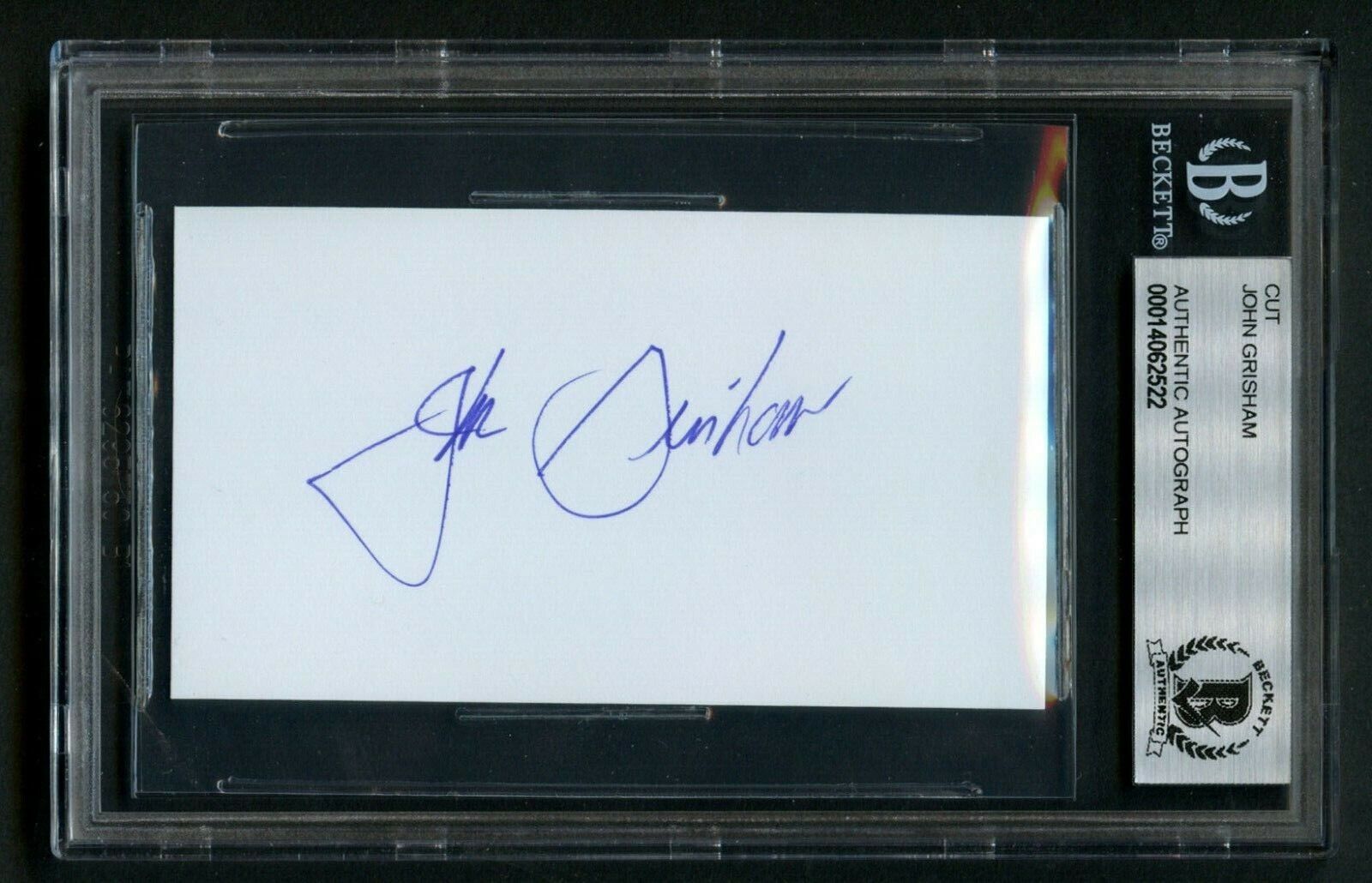 John Grisham signed autograph auto 2x3.5 cut American Novelist BAS Slabbed