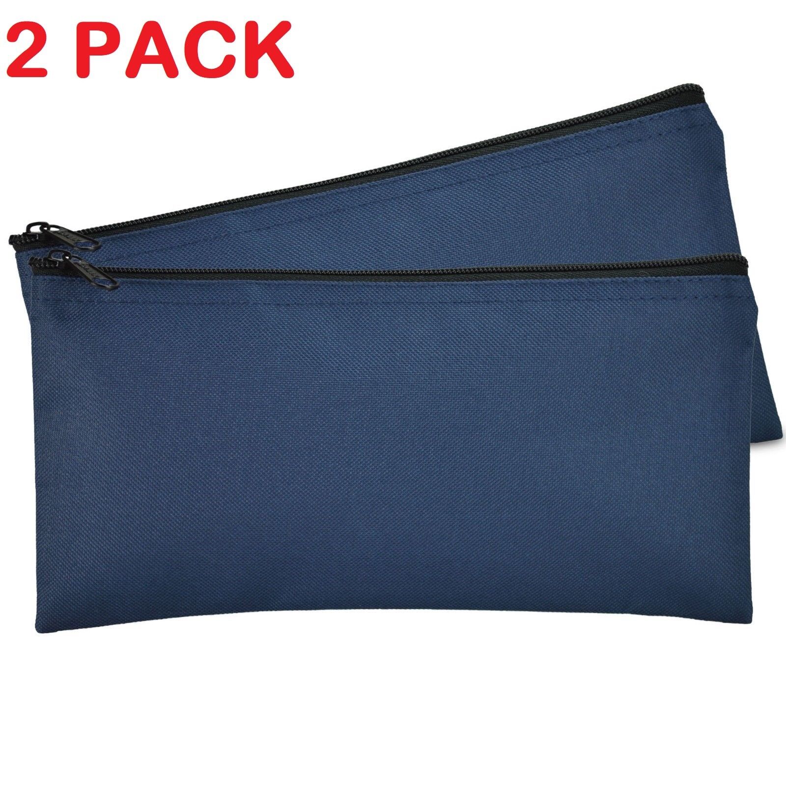 Deposit Bag Bank Pouch Zippered Safe Money Bag Organizer in Navy Blue 2 QTY Pack