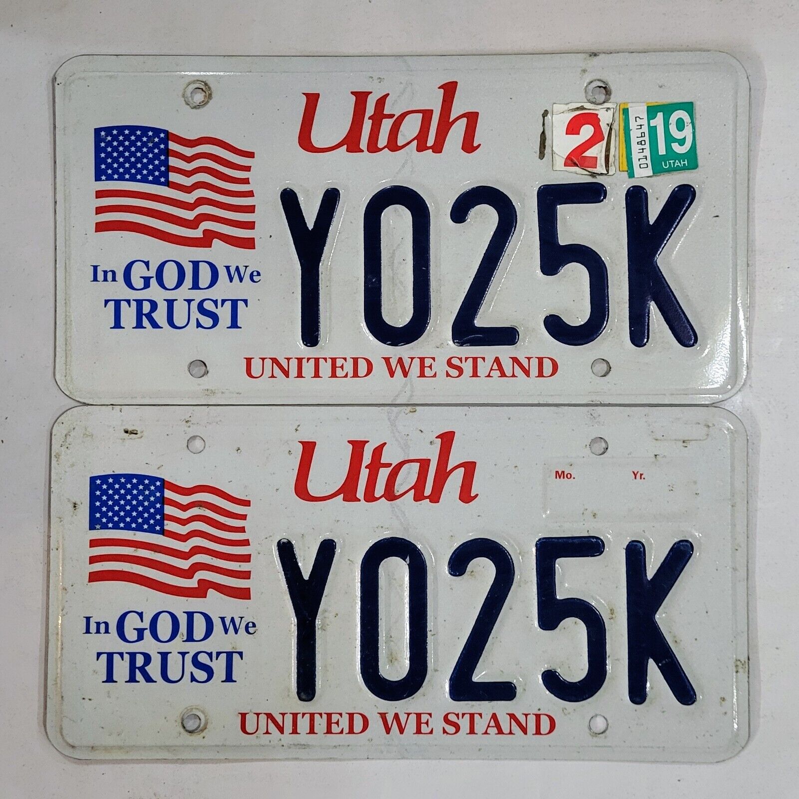 UTAH Graphic License Plate Pair ~ YO25K ~🔥FREE SHIPPING🔥 UNITED WE STAND