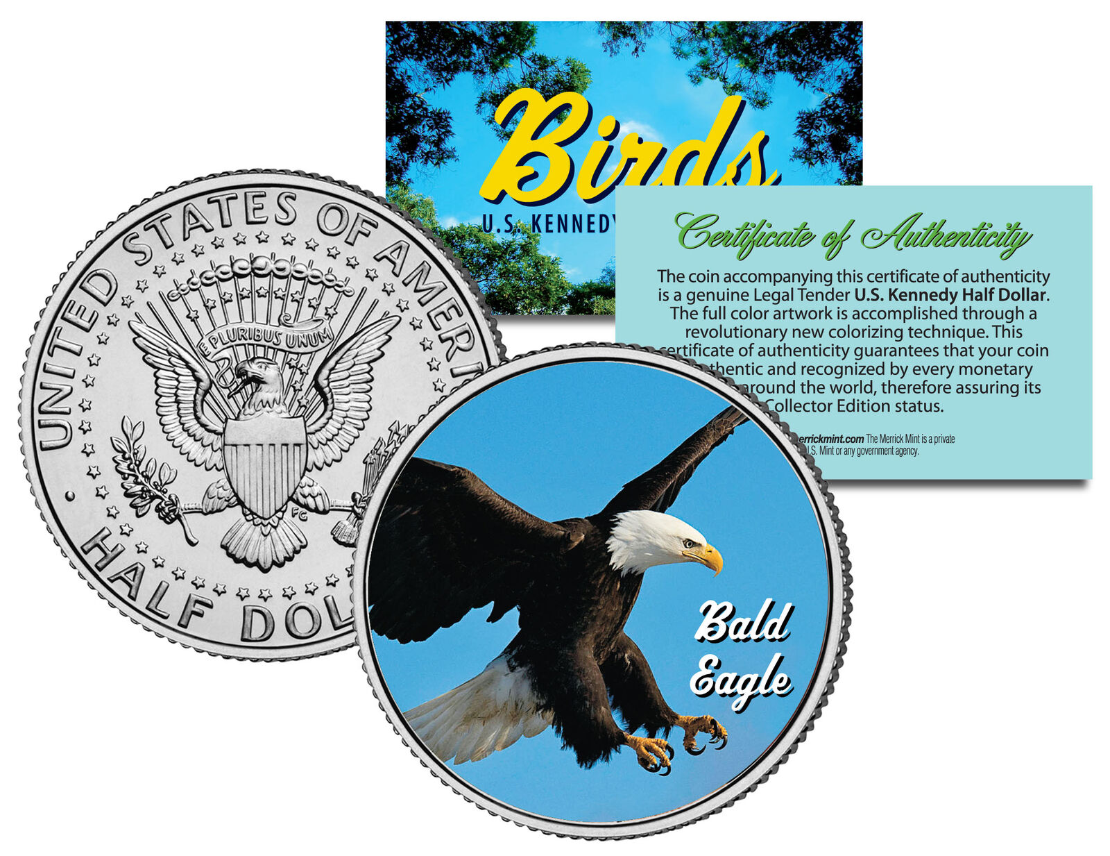 BALD EAGLE BIRD JFK Kennedy Half Dollar US Colorized Coin