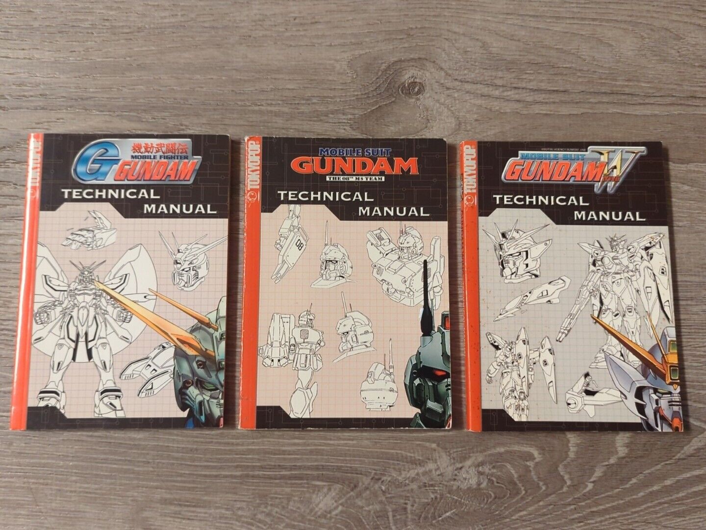Lot Of 3 Mobile Suit Gundam 08th MS Team, Wing & Fighter Technical Manual 2002  