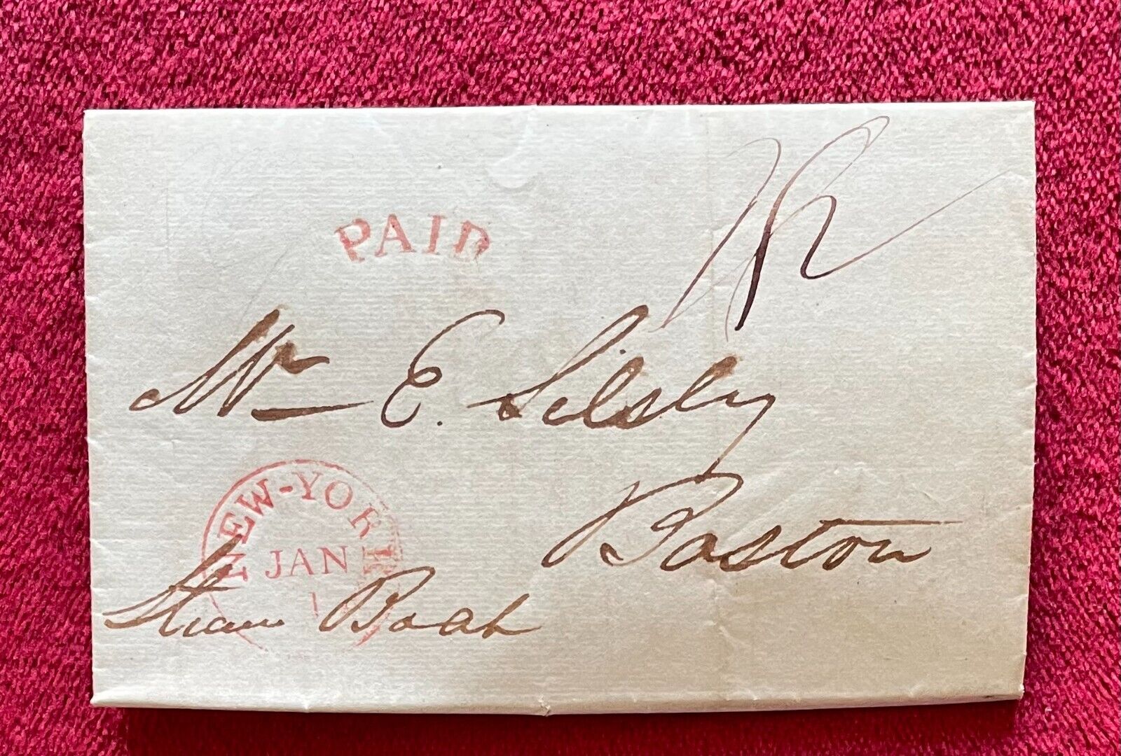 1838 STAMPLESS COVER/LETTER NEW YORK POSTMARK -IMPORTANT LETTER LOST IN THE MAIL