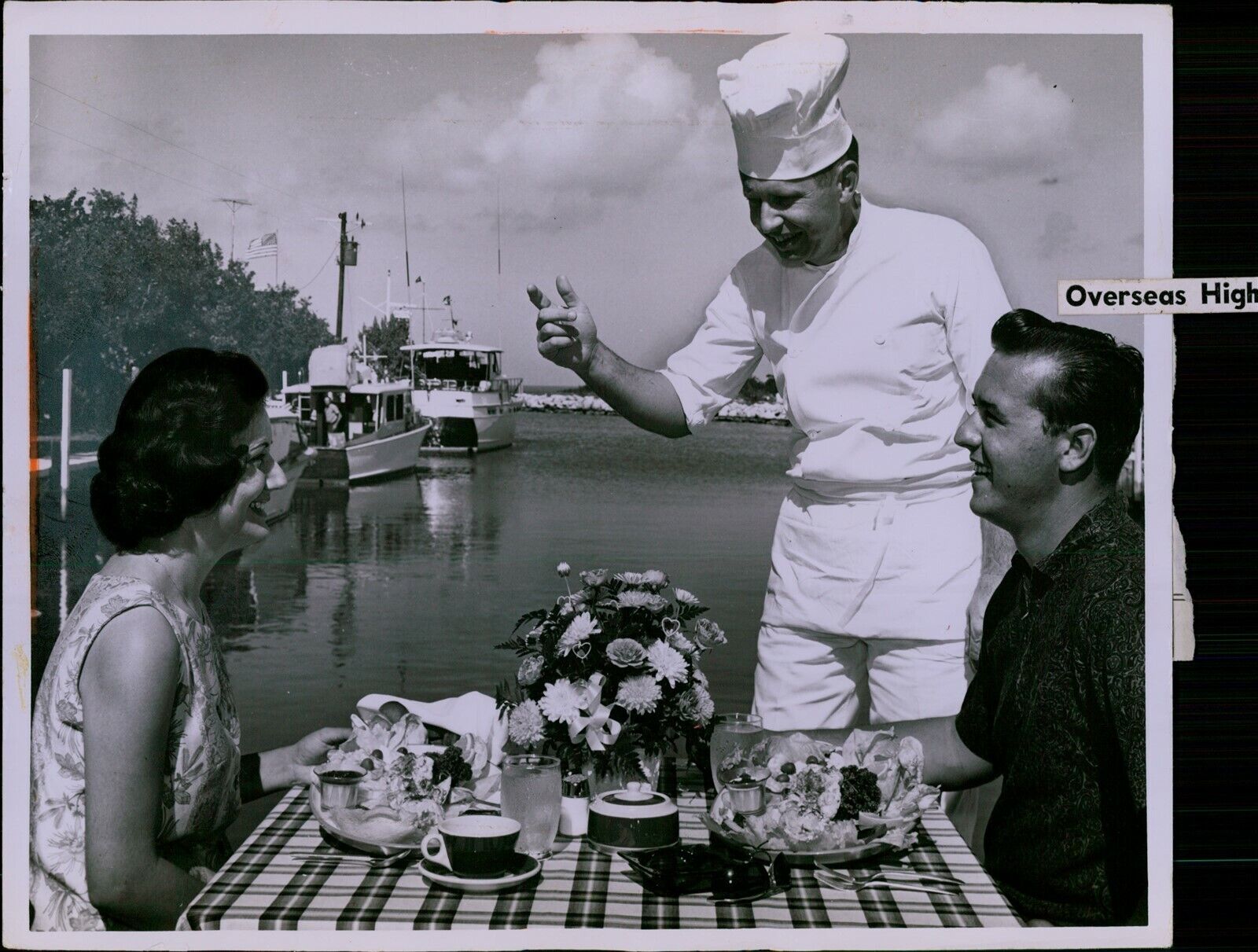 LG857 1966 Original Photo SHORE LUNCHEON Florida Keys Seafood Chef Cuisine Date