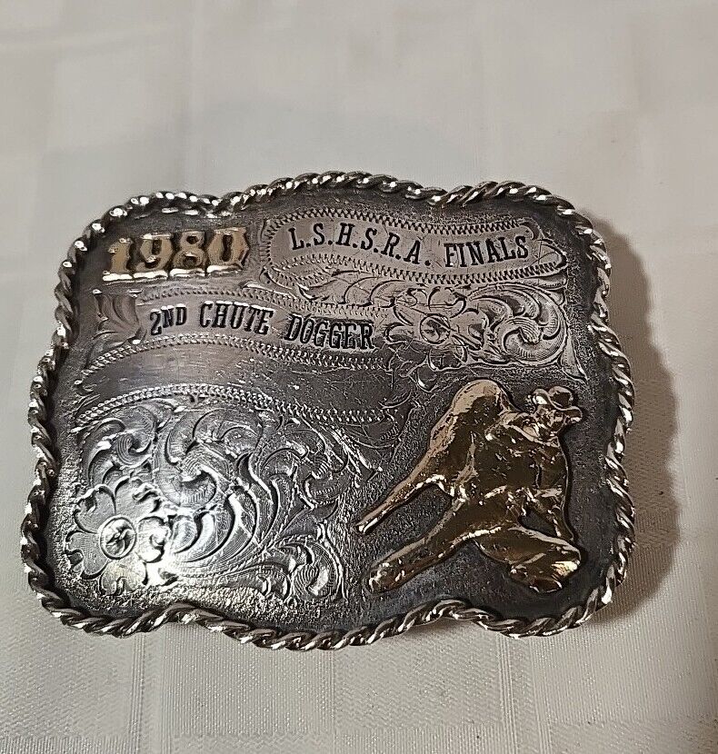 LSHSRA Champion Chute Dogger 1980 Gist Sierra Silver 1/10 10K Trophy Belt Buckle