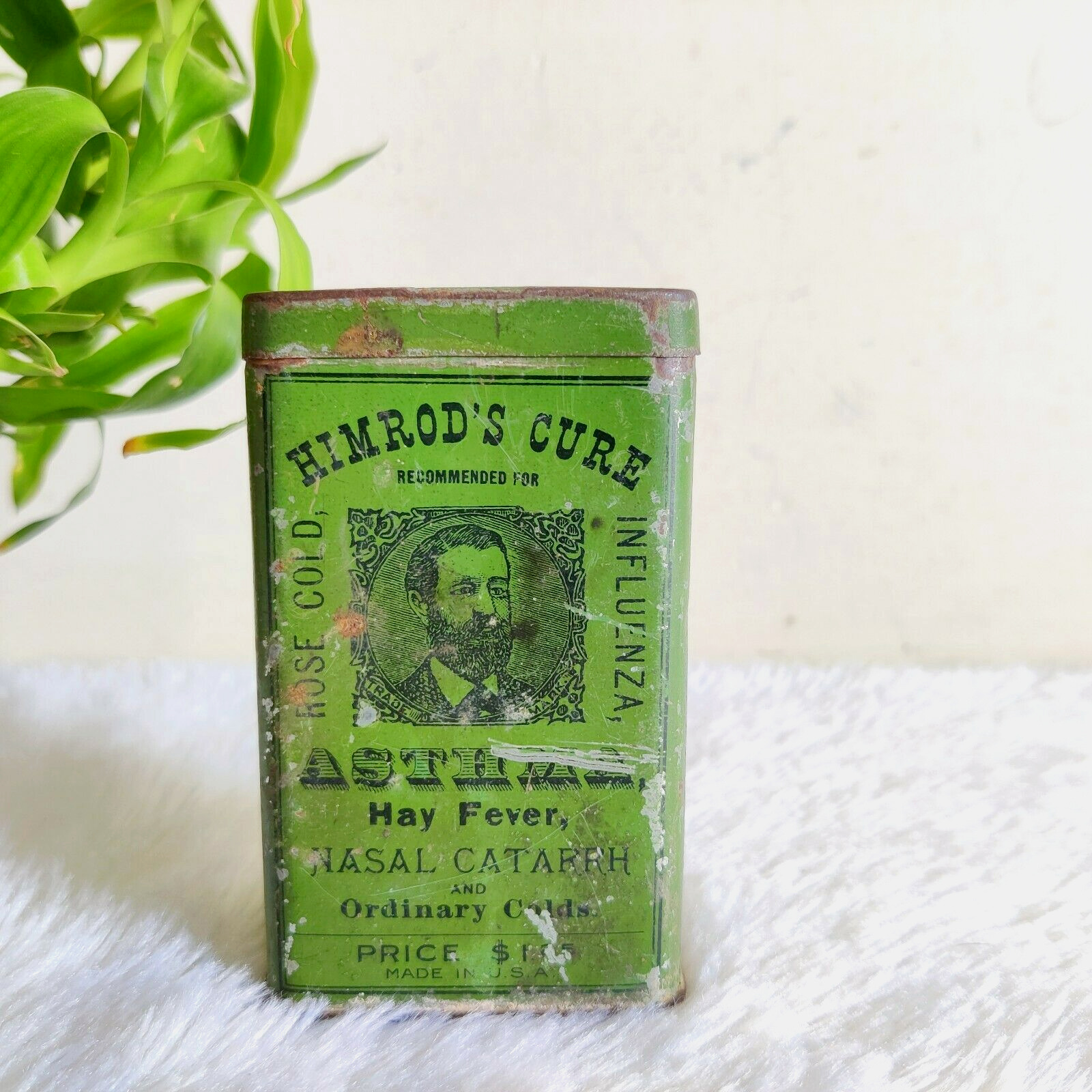 1920s Vintage Himrods Cure Asthmatic Hay Fever Cure New Style Tin Box USA TB225