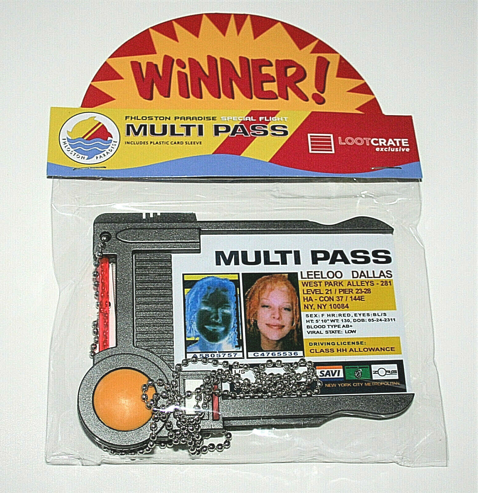 Fifth Element Leeloo Dallas Multi Pass Loot Crate Lanyard Card Holder NOS New