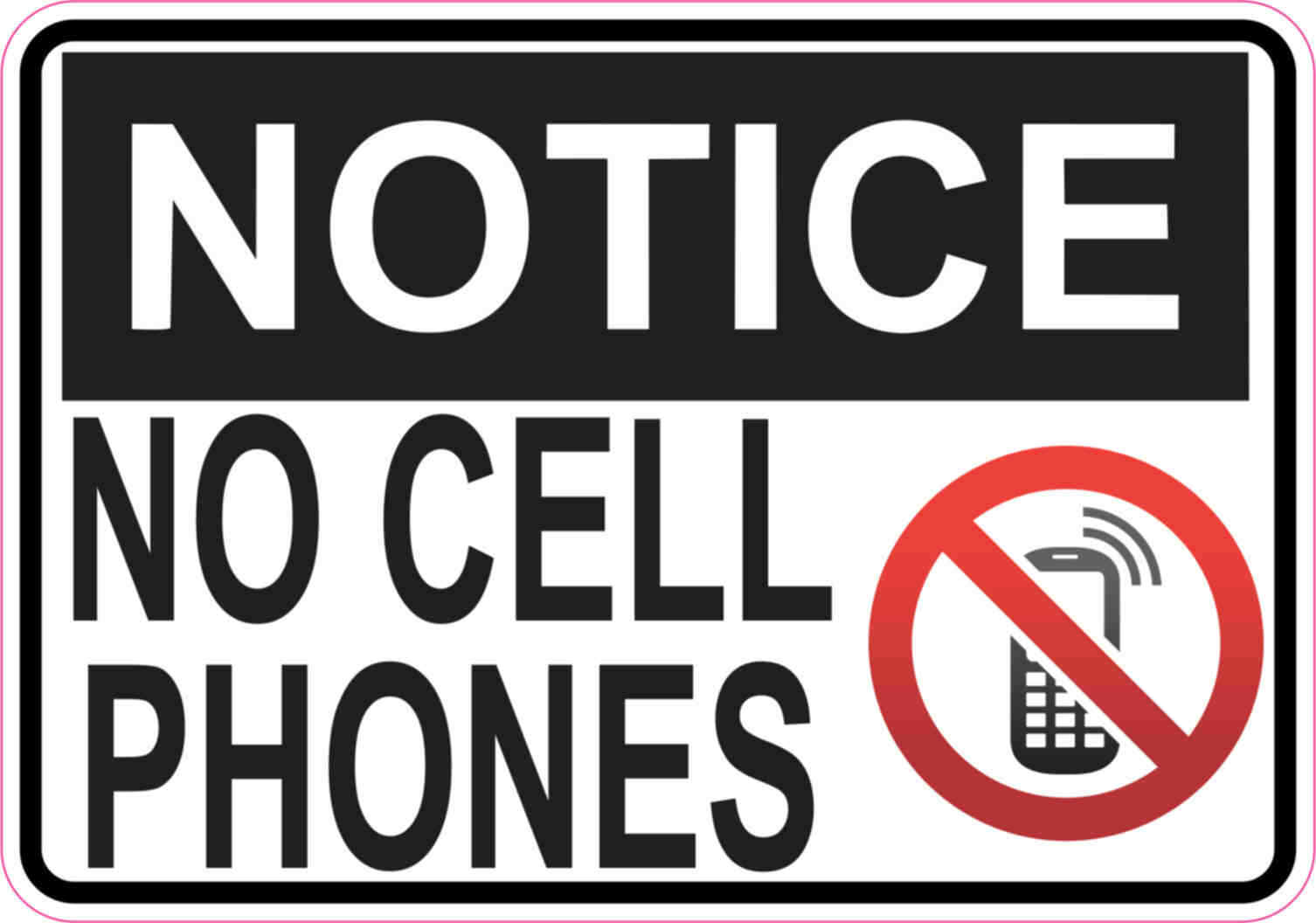 5 x 3.5 Symbol Notice No Cell Phones Sticker Vinyl Sign Stickers Business Signs