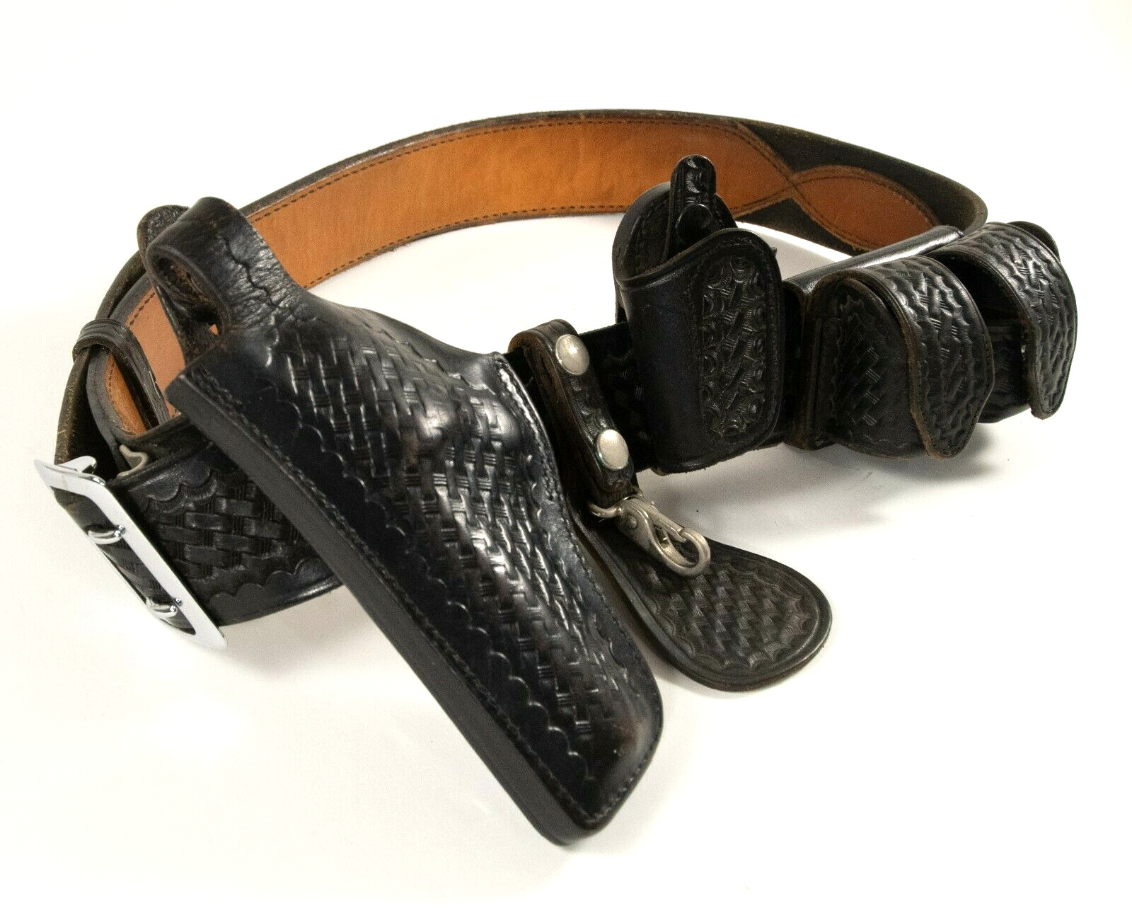 Vintage Safariland Leather Basketweave Duty Belt Left Hand Holster Accessories