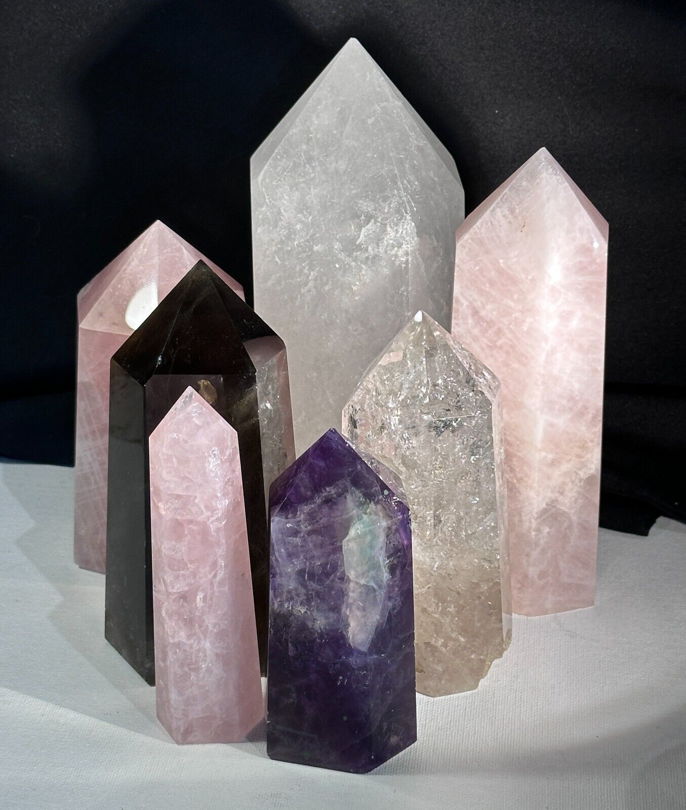7 Large Healing Crystals Clear Rose Smoky Amethyst 11 pounds 6 oz total weight