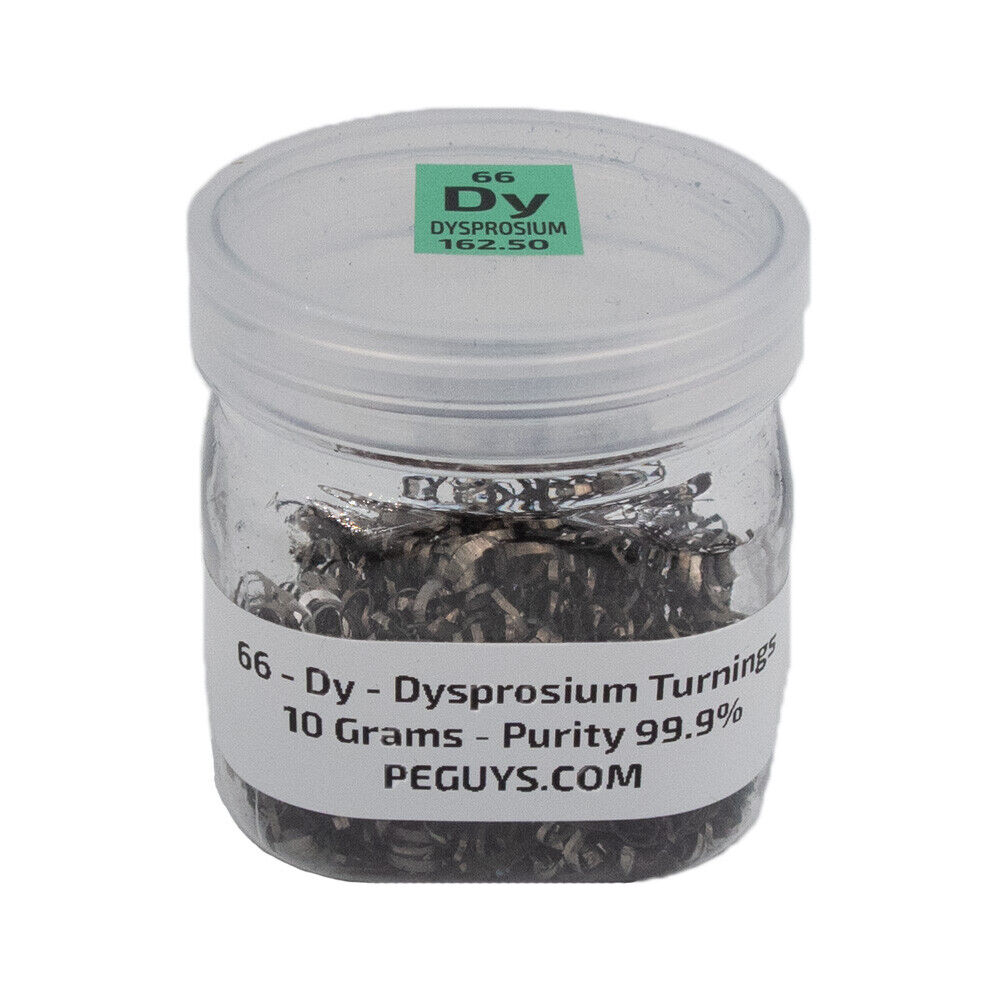10 Grams 99.9% Dysprosium metal Turnings in Jar element Dy sample Rare Earth