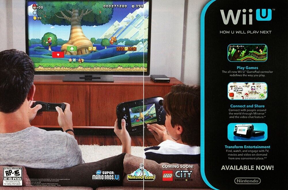 Nintendo Wii U Original 2013 Ad Authentic Console Release Video Game Promo v2