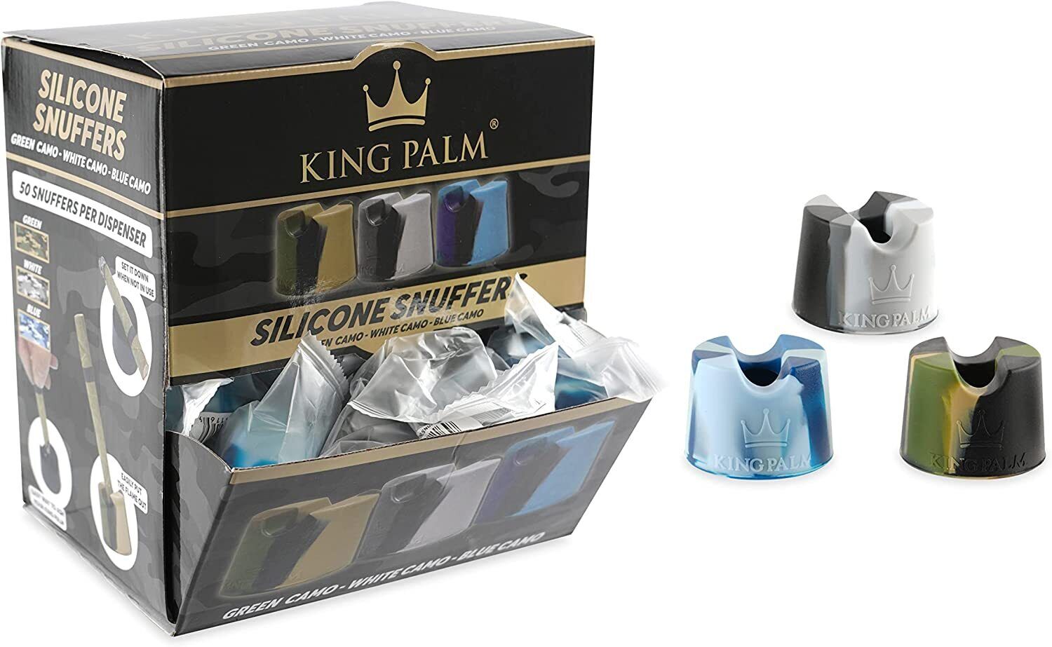 King Palm | Silicone Snuffers Display | 50 Count