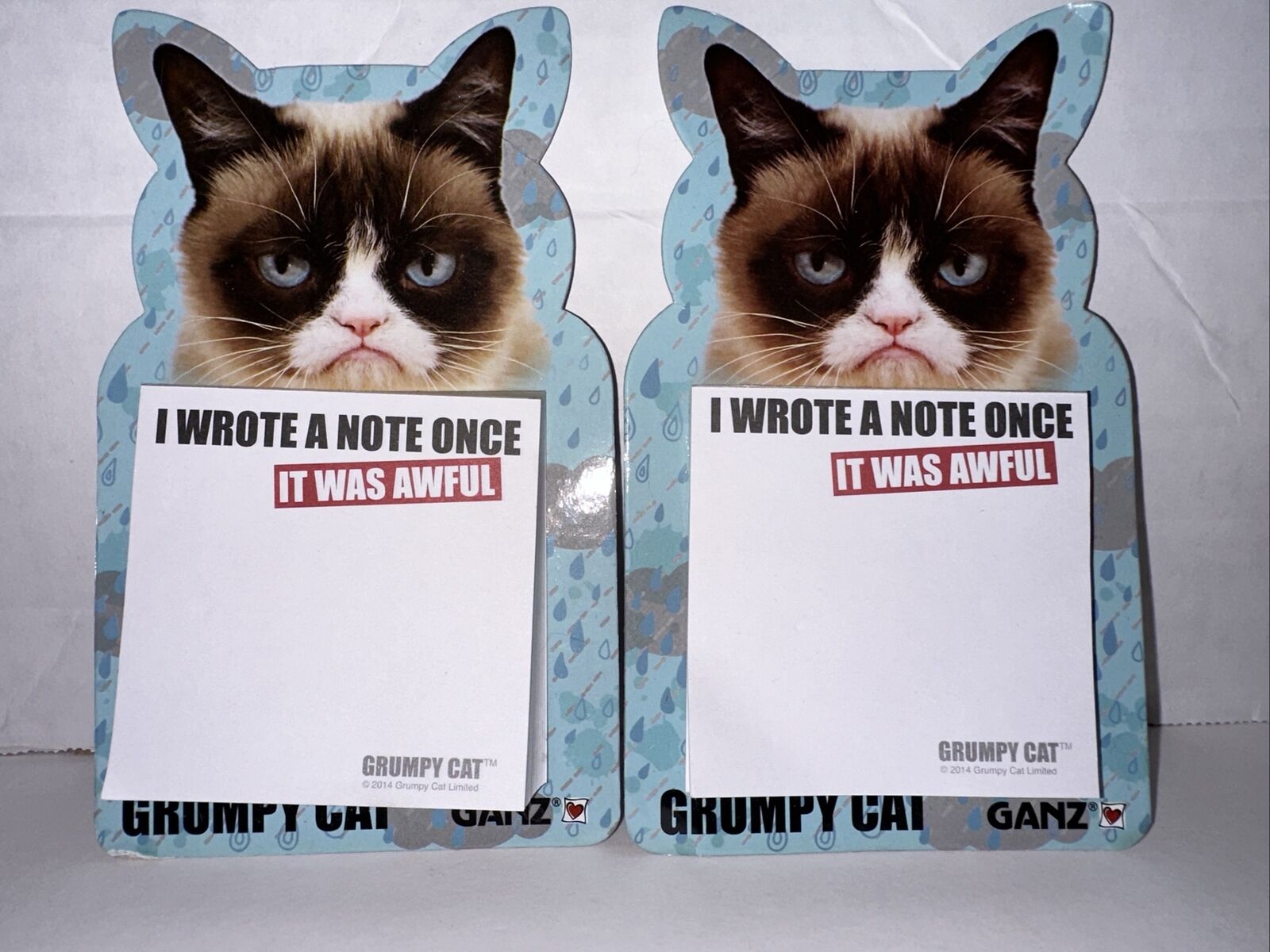 Grumpy Cat Memo Note Pad Paper Magnetic Ganz 2014 Lot of 2