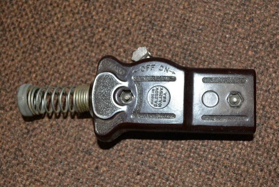 APPLIANCE CORD END 2-Prong VINTAGE with ON OFF Switch 5A 250V 10A 125V NEW AC1