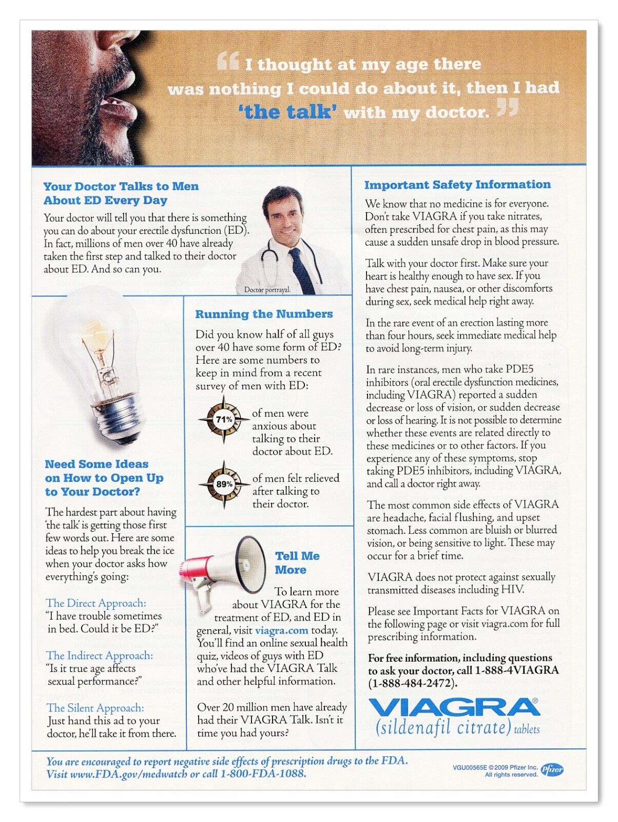 Viagra Pfizer Pharmaceutical 'The Talk' 2010 Full-Page Print Magazine Ad