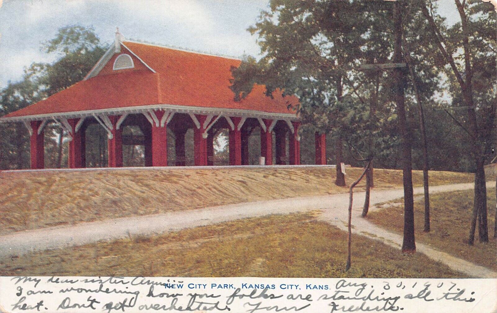 New City Park, Kansas City, Kansas, 1907 Postcard