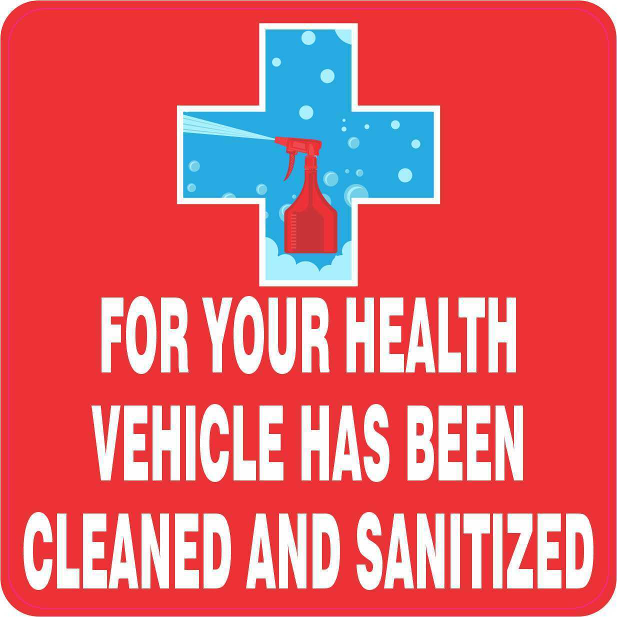 4in x 4in Vehicle Has Been Cleaned and Sanitized Magnet Car Truck Magnetic Sign
