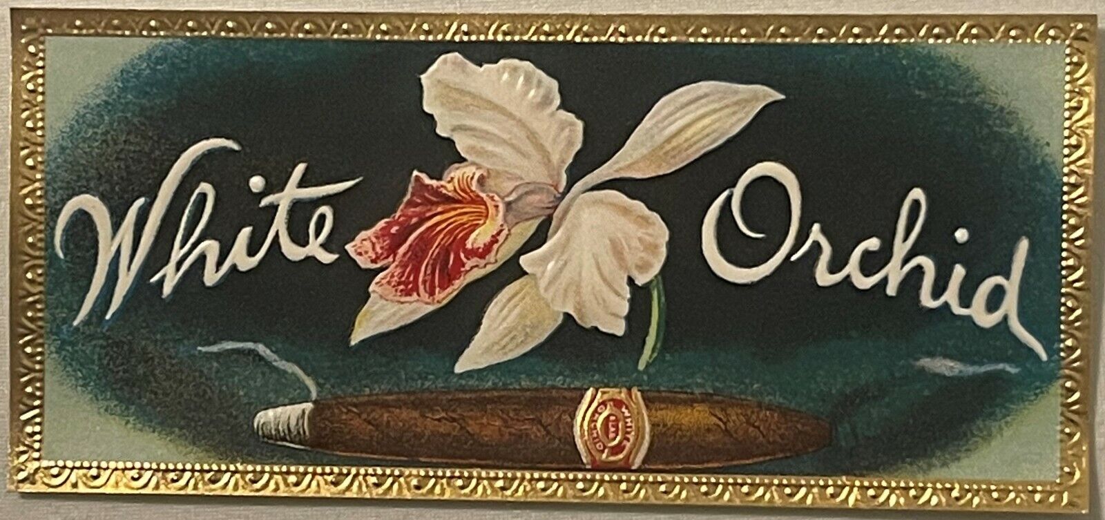 Antique Vintage 1900s - 1920 White Orchid Embossed Cigar Label Bonneauville, PA