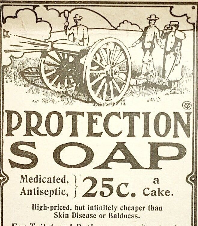1901 Protection Soap Cannon Quack Medicine Victorian Medical Advertisement