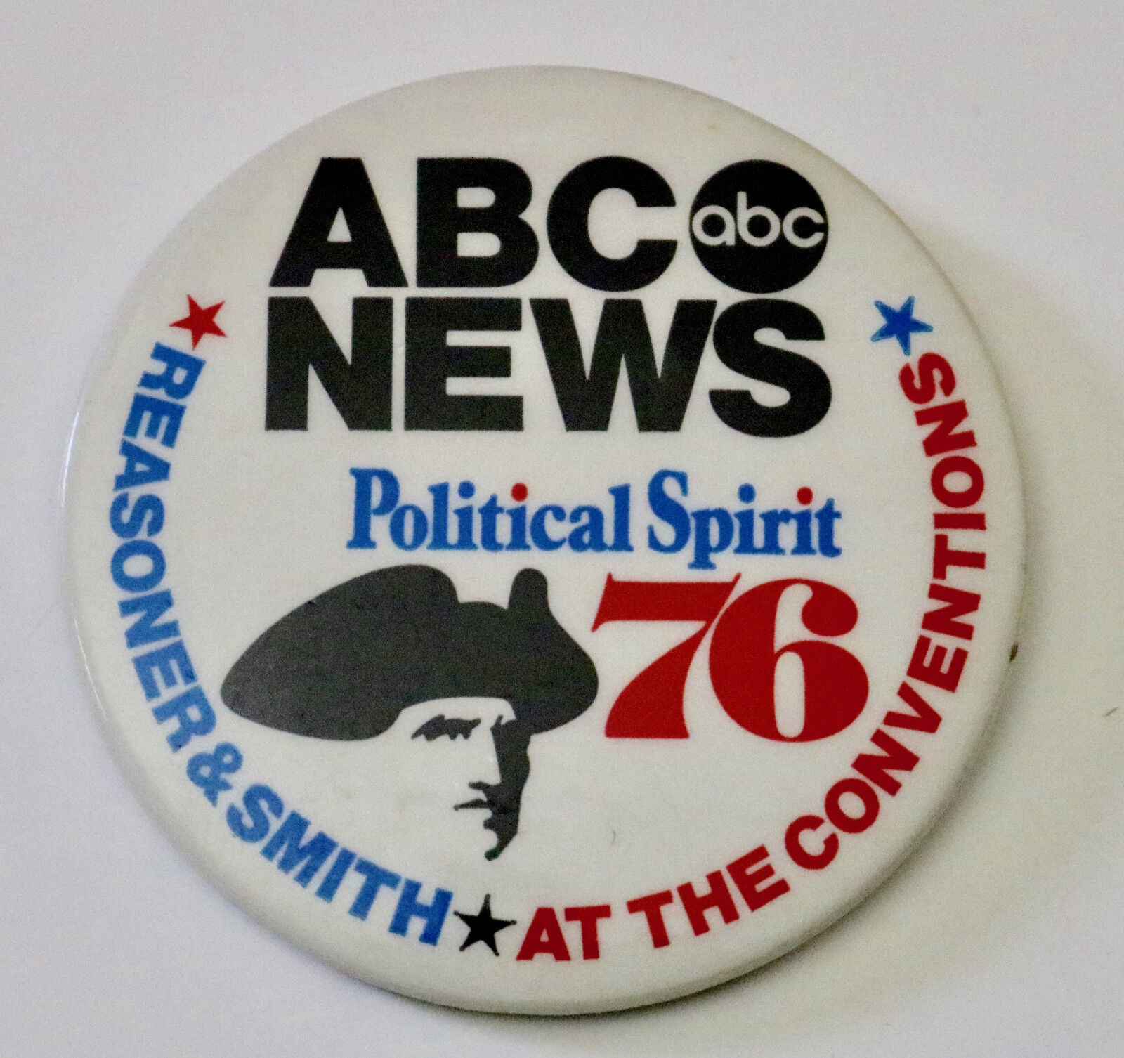 ABC NEWS at the conventions 1976 Political Spirit pin Reasoner & Smith