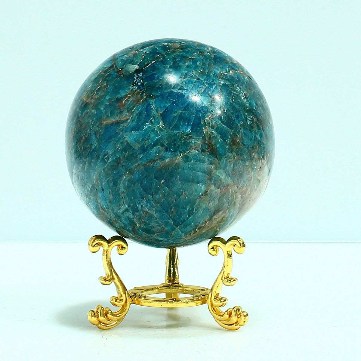 400-500g Natural Blue Apatite Grade Rare Polished Crystal Gemstone Sphere