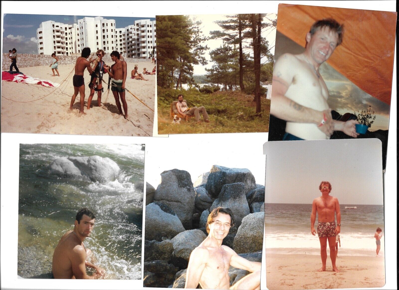 Vintage 1970s 1980s Shirtless Men Beefcake Beach Guys Outdoor GAY Photo Lot