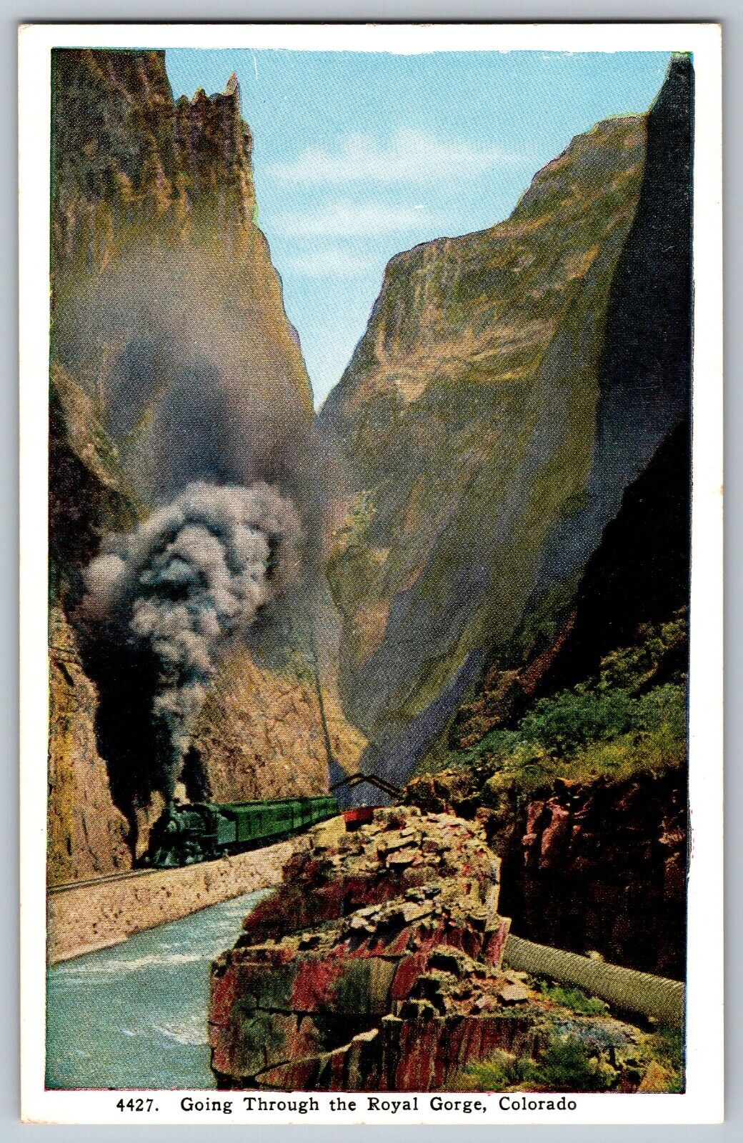 Canon City, CO - Going Through the Royal Gorge - Grand Canon - Vintage Postcard