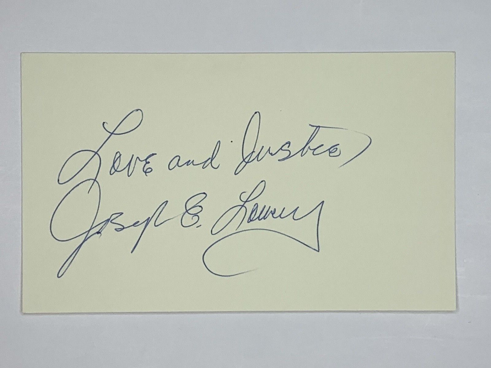 Joseph E. Lowery Signed 3x5 Index Card Civil Rights Leader Minister 
