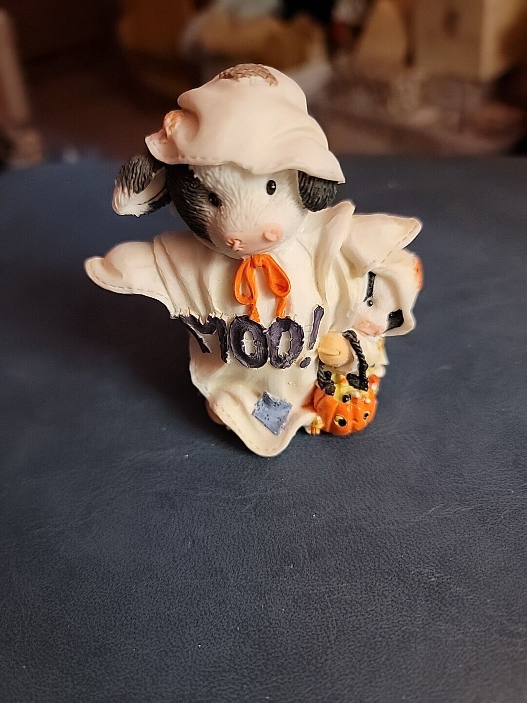 Mary’s Moo Moos “Pee-A-Moo” 1996 Enesco Ghost Cow / Calf Hiding