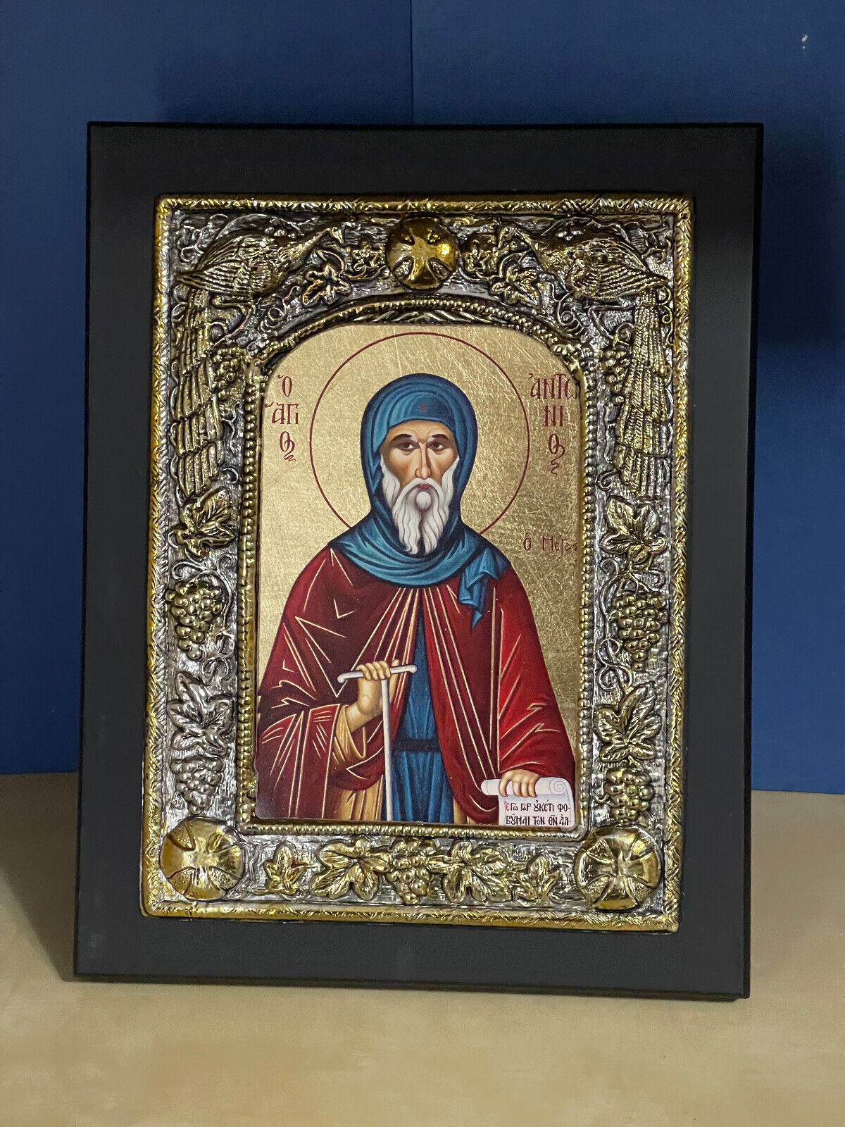 Saint Anthony the Great- SILK SCREENS ICONS SILVER PLATED 950 -6.7 x 8.7inch
