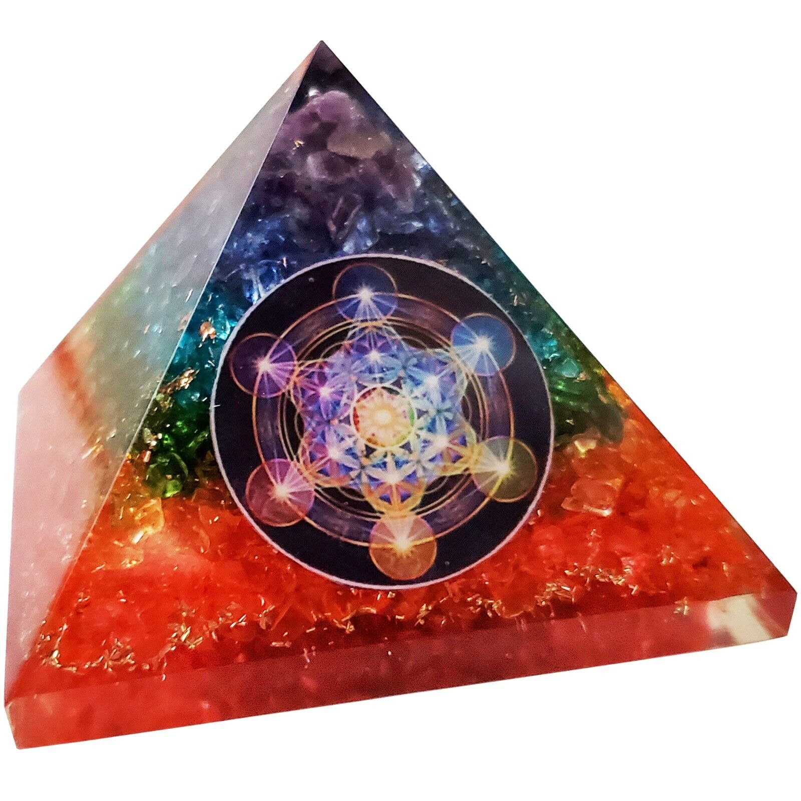 7 Chakra Orgone Pyramid, EMF Protection, Positive Energy Generator Crystal