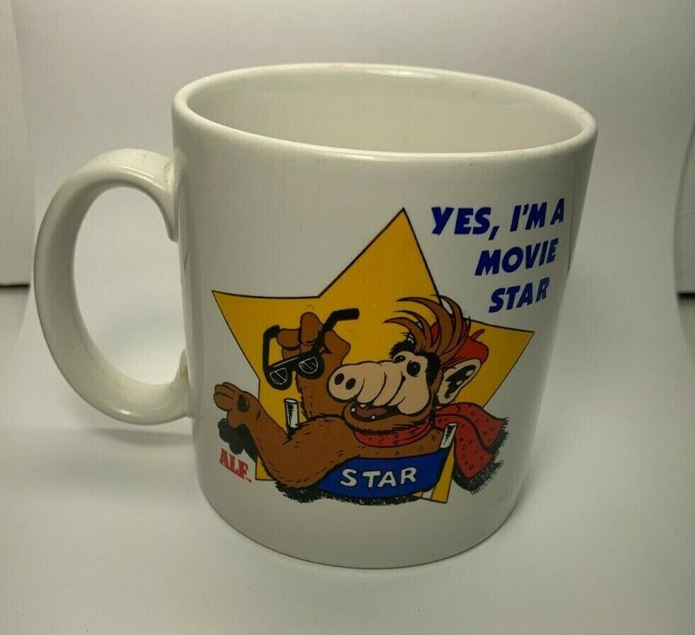 Vintage 1987 ALF White 80\'s Coffee Mug Yes I’m A Movie Star Alien Productions