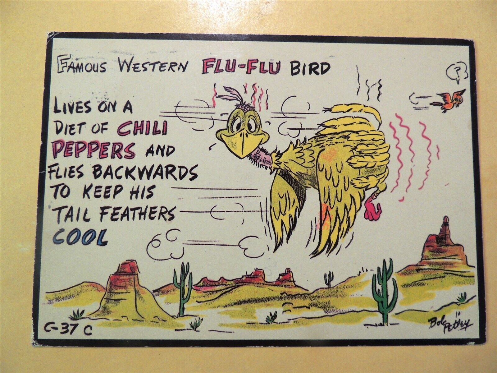 Famous Western Flu-Flu Bird vintage comic postcard Bob Petley