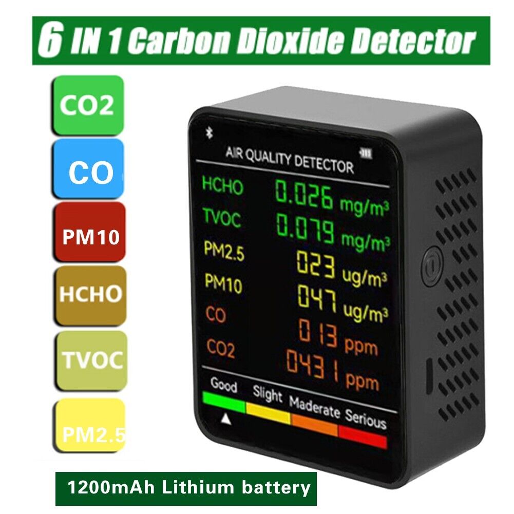6-In-1 Air-Quality Monitor CO2 Multifunctional Carbon Dioxide Level Controller
