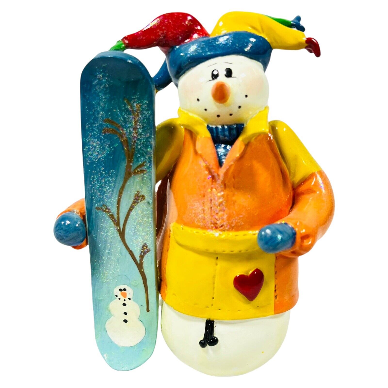 Snow Boarding Snowman 1999 Donna Little Enesco 5.5” Figurine VTG