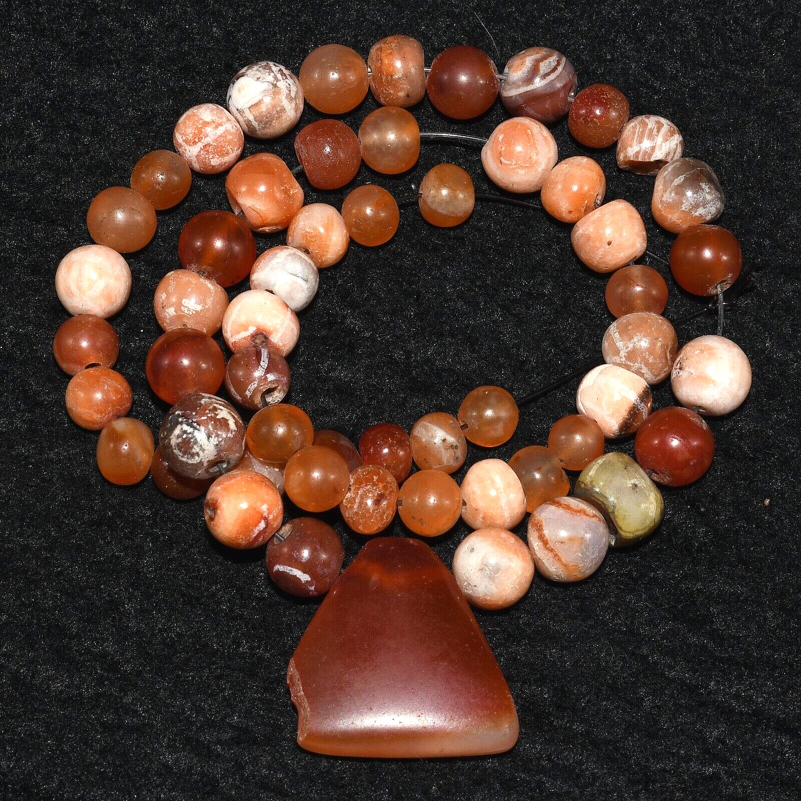 Ancient Carnelian Stone Bead Necklace from Middle East Over 1500+ Years Old