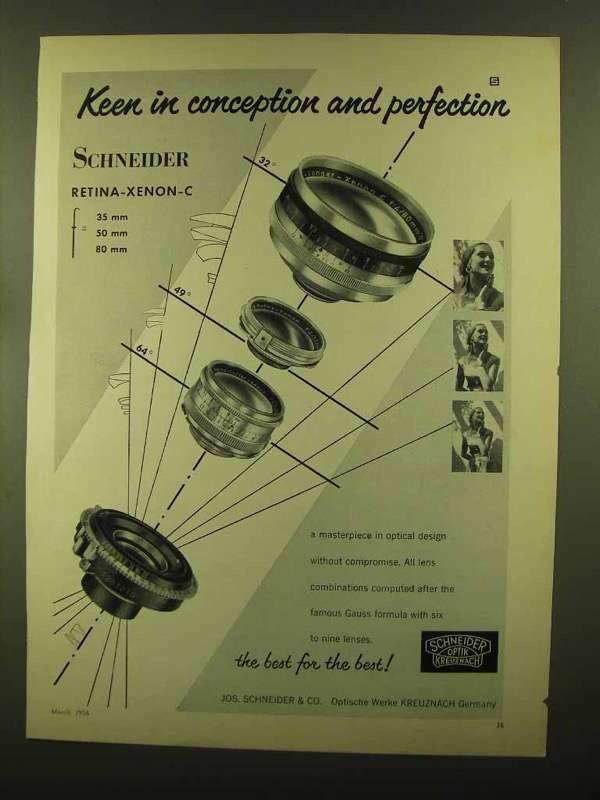1956 Schneider Retina-Xenon-C Lens Ad - Keen