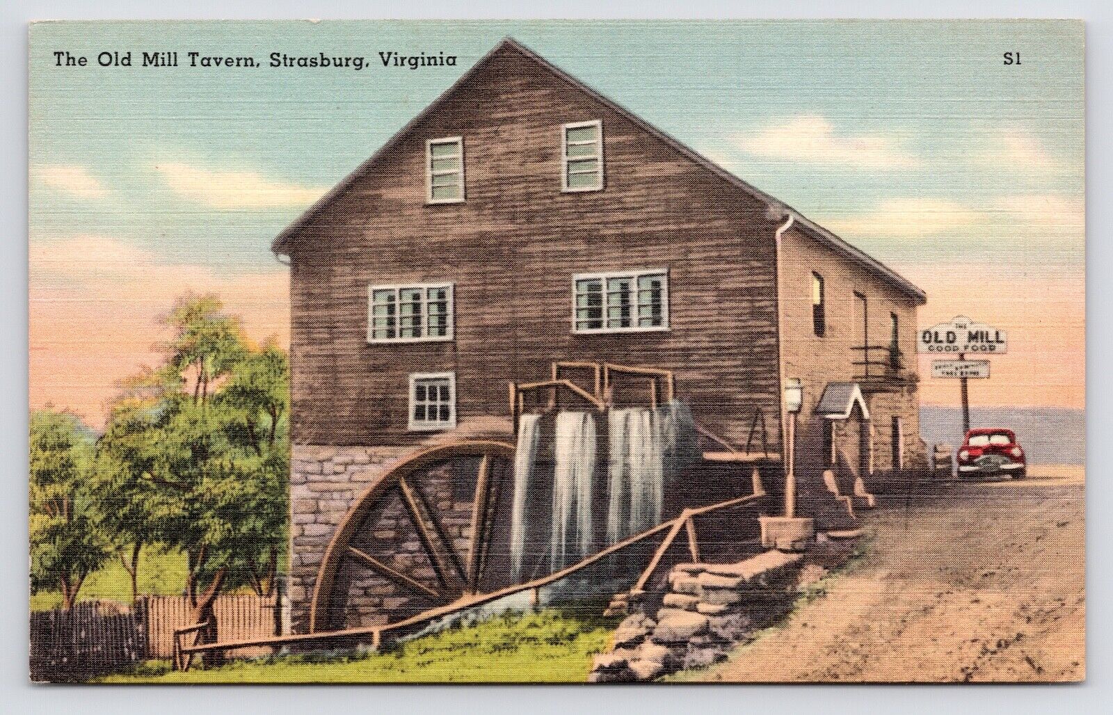 c1940s~Strasburg Virginia VA~Old Mill Tavern Bar~Shenandoah Valley~VTG Postcard