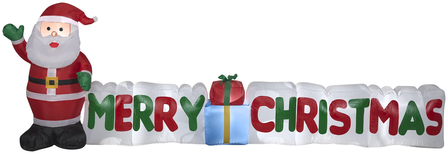 9 Ft. Long Outdoor Airblown Christmas Inflatable Merry Christmas Sign w/Santa