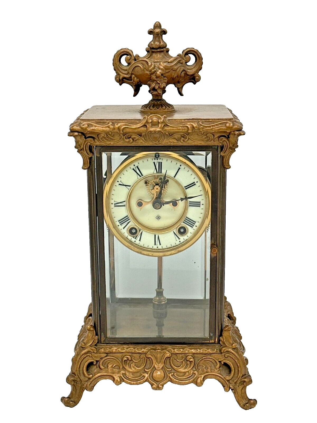Ansonia CROWN  Crystal Regulator Shelf Clock Vintage Antique Rare NICE