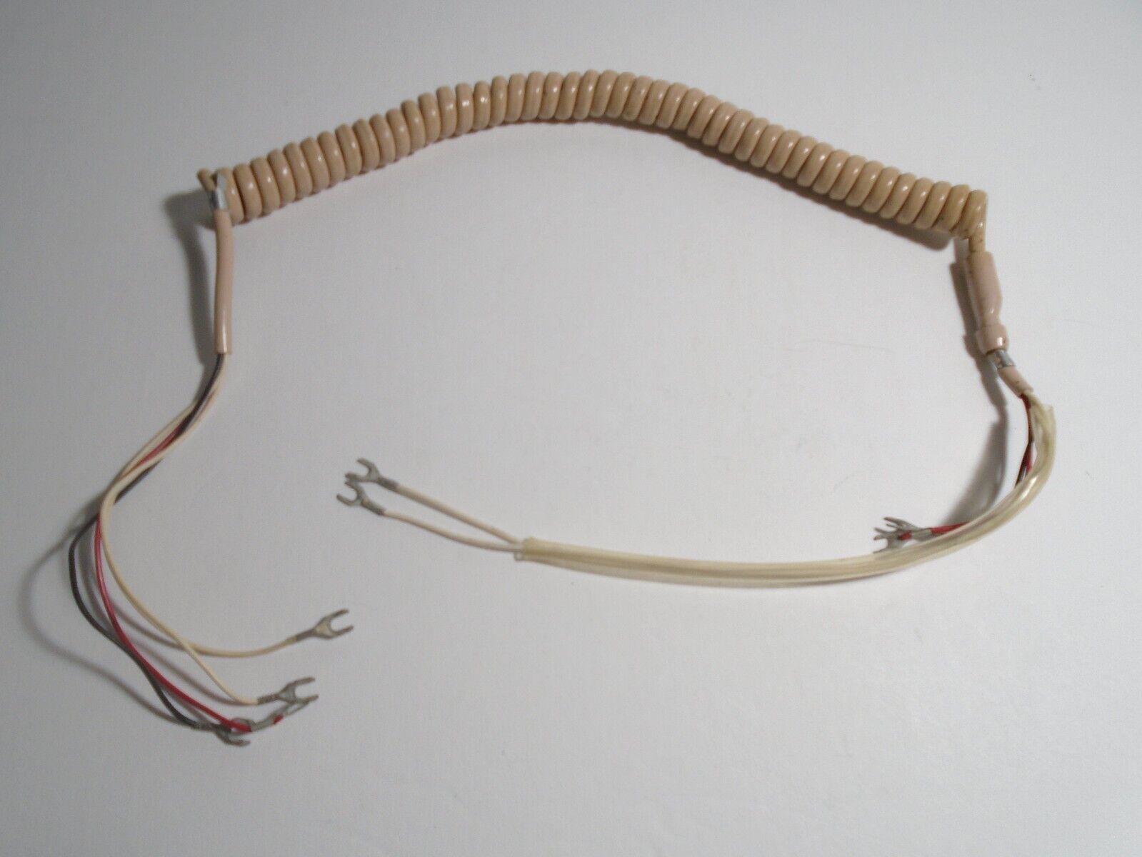 Vintage Telephone Handset Coiled Cord 4 Conductors Beige 6FT