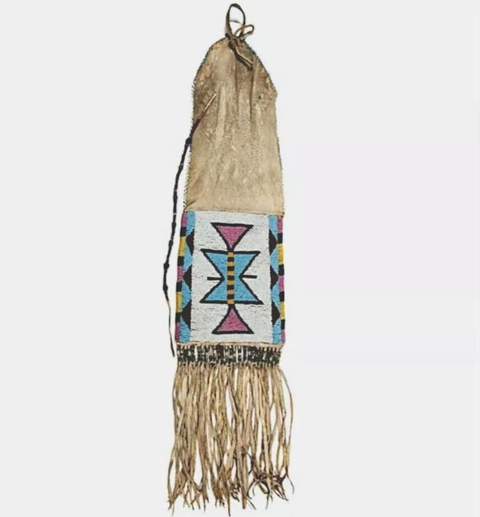 Natives American Indian Beaded Sioux Plains Pipe Best Tabaco Bag For Tabacco