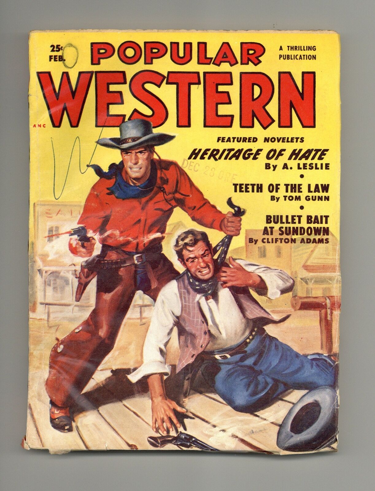 Popular Western Pulp Feb 1951 Vol. 40 #1 VG- 3.5