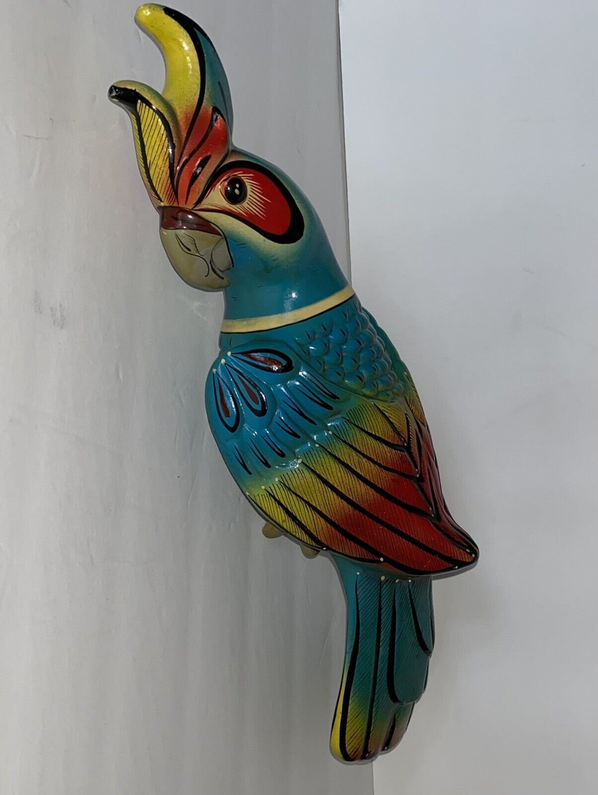Talavera Bird Cockatoo Parrot Wall Folk Art Mexican Figure Pottery  15”
